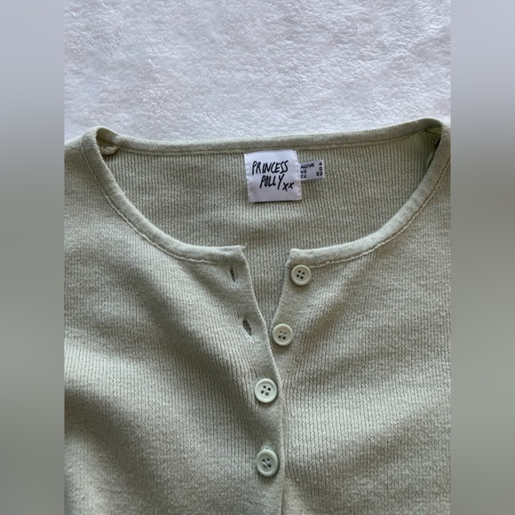 Princess Polly Long Sleeve Cropped Sweater - Pale Green - Picture 4 of 6
